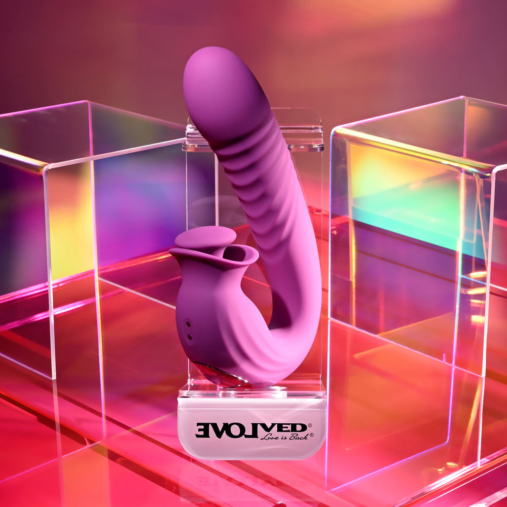 Evolved DEEP ECSTASY - Purple 16.5 cm USB Rechargeable Thrusting and Tapping Vibrator — view 6