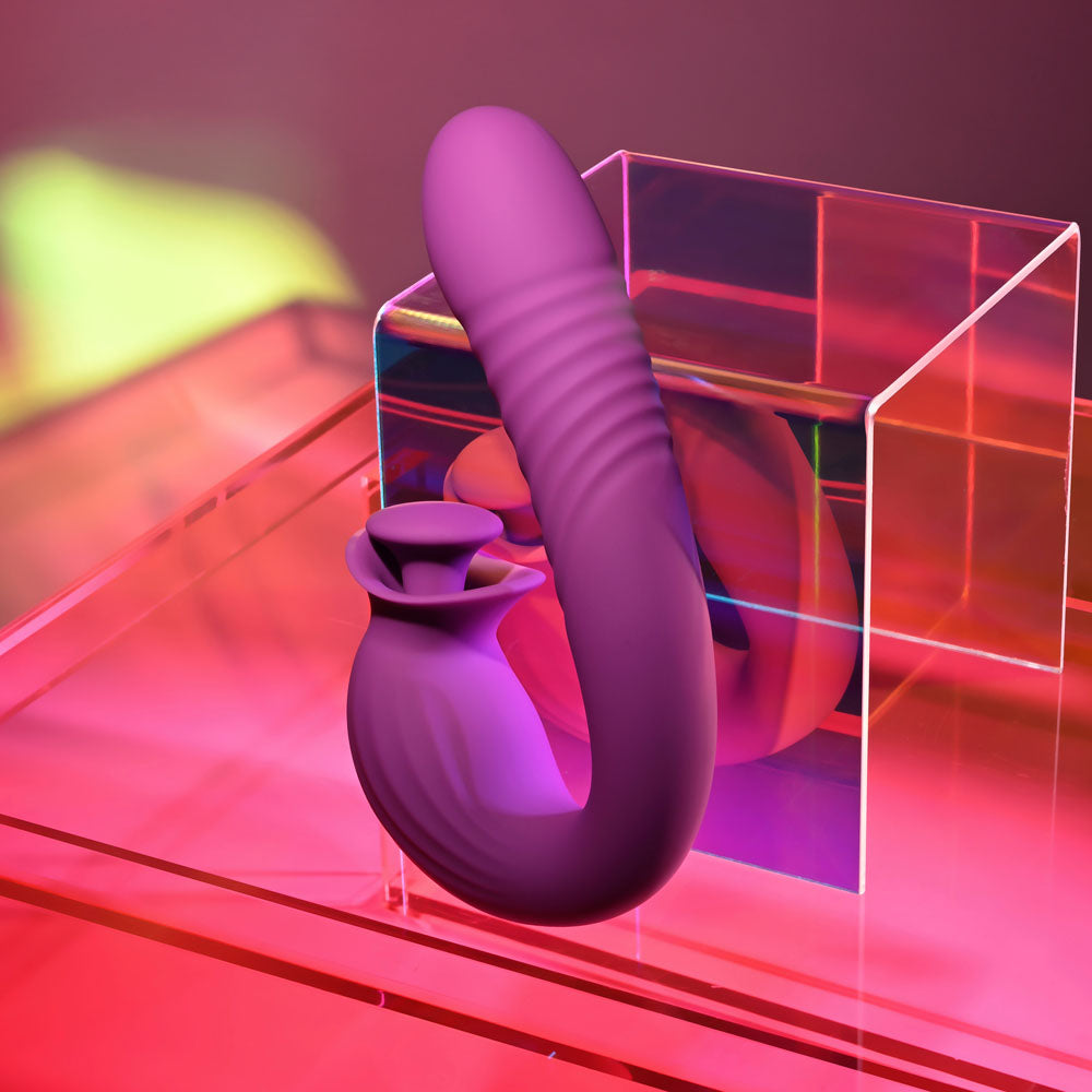 Evolved DEEP ECSTASY - Purple 16.5 cm USB Rechargeable Thrusting and Tapping Vibrator — view 7
