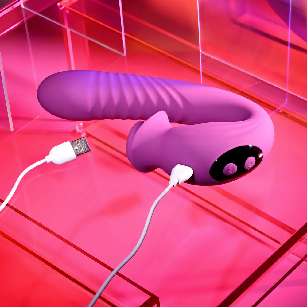 Evolved DEEP ECSTASY - Purple 16.5 cm USB Rechargeable Thrusting and Tapping Vibrator — view 9