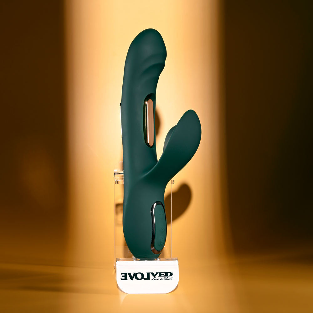 Evolved HEART OF GOLD - Green USB Rechargeable Rabbit Vibrator — image 4