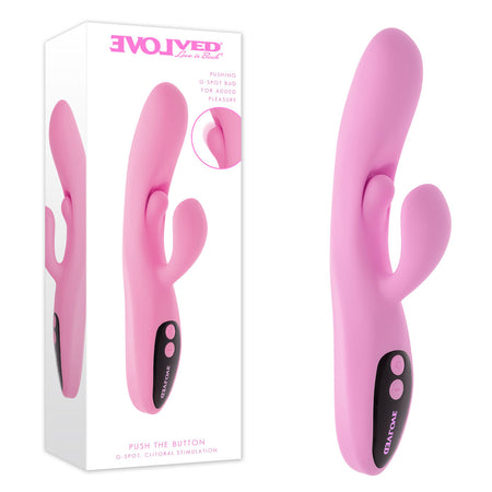 Evolved PUSH THE BUTTON - Pink 23.5 cm Rabbit Vibrator with G-Spot Bud buy online Australia