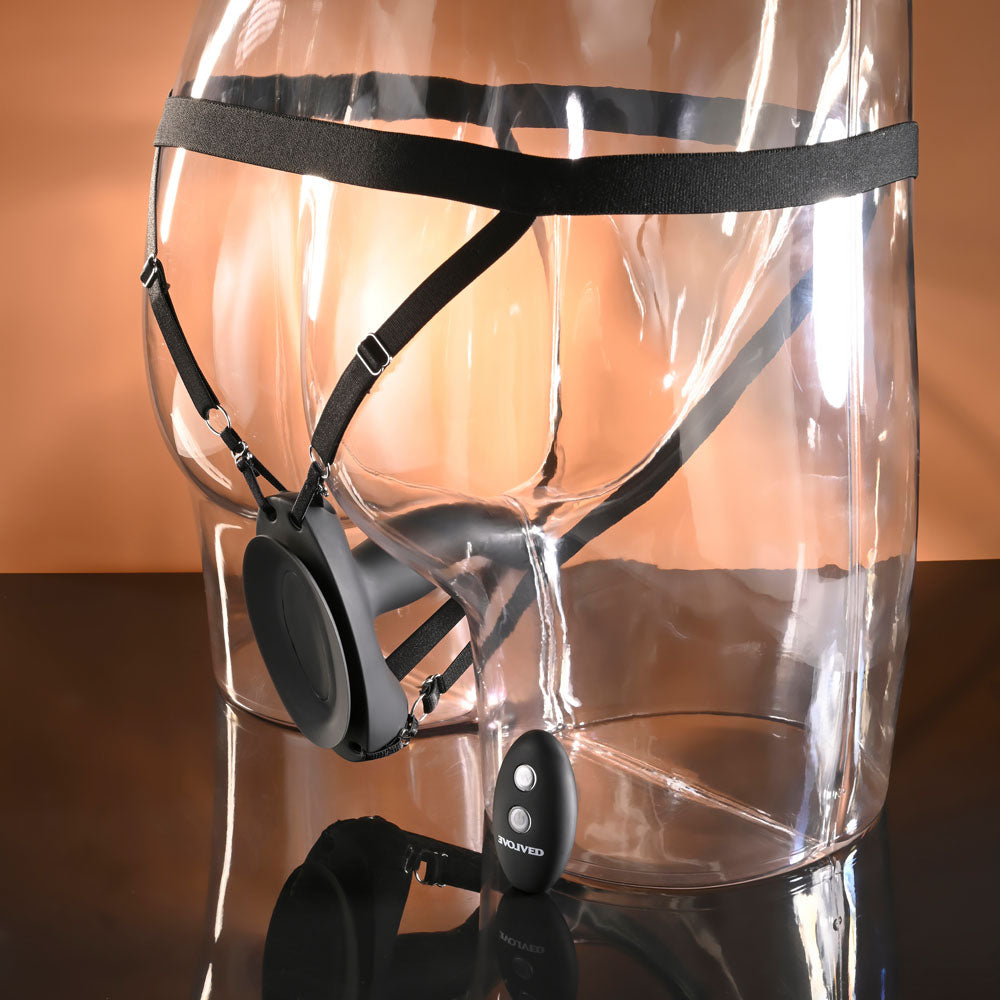 Evolved COME CLOSER - Black USB Rechargeable Vibrating Strap-On with Remote — view 7