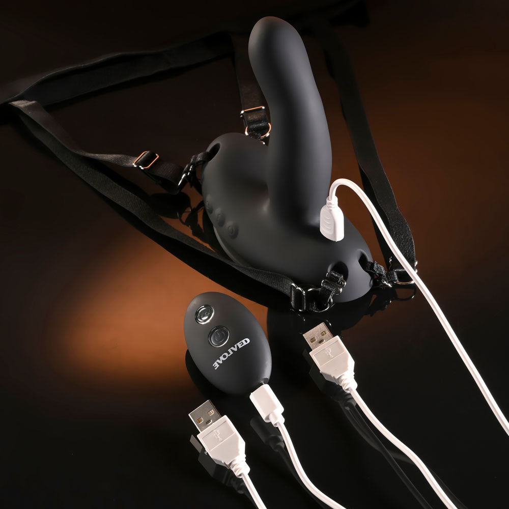 Evolved COME CLOSER - Black USB Rechargeable Vibrating Strap-On with Remote — view 9