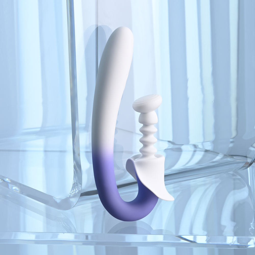 Evolved SPRING LOADED - White/Purple 23 cm USB Rechargeable Multi-Tapping Vibrator — view 7