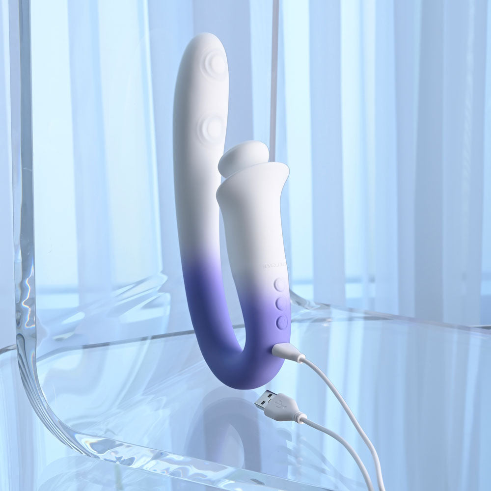 Evolved SPRING LOADED - White/Purple 23 cm USB Rechargeable Multi-Tapping Vibrator — view 9