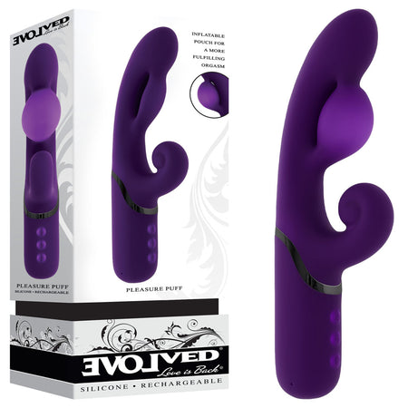 Evolved PLEASURE PUFF - Purple 24.1 cm Inflatable Rabbit Vibrator buy online Australia