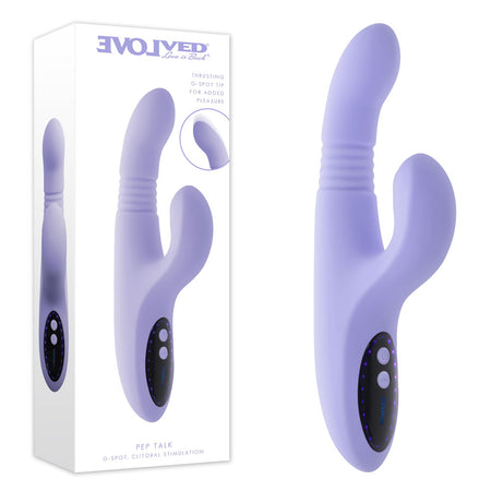 Evolved PEP TALK - Purple 23.3 cm Thrusting Vibrator with Tapping Clitoral Stimulator buy online Australia