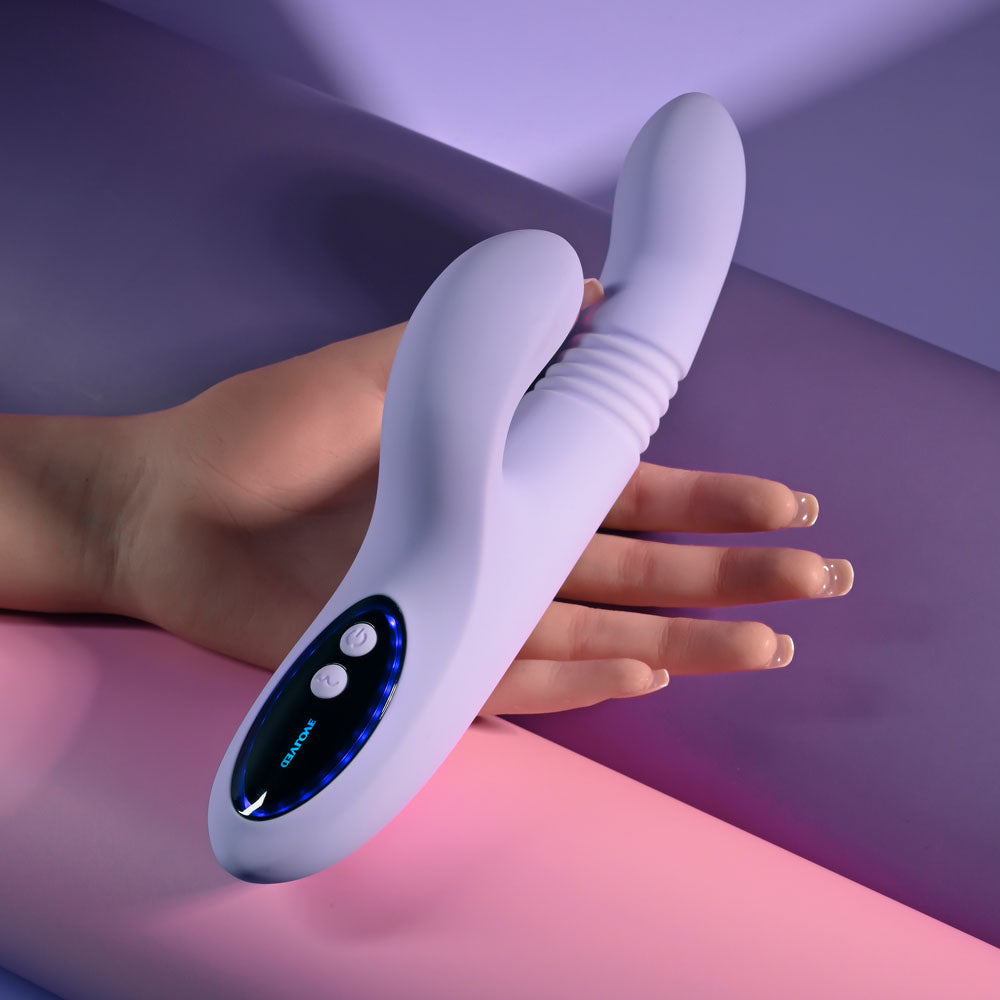 Evolved PEP TALK - Purple 23.3 cm Thrusting Vibrator with Tapping Clitoral Stimulator