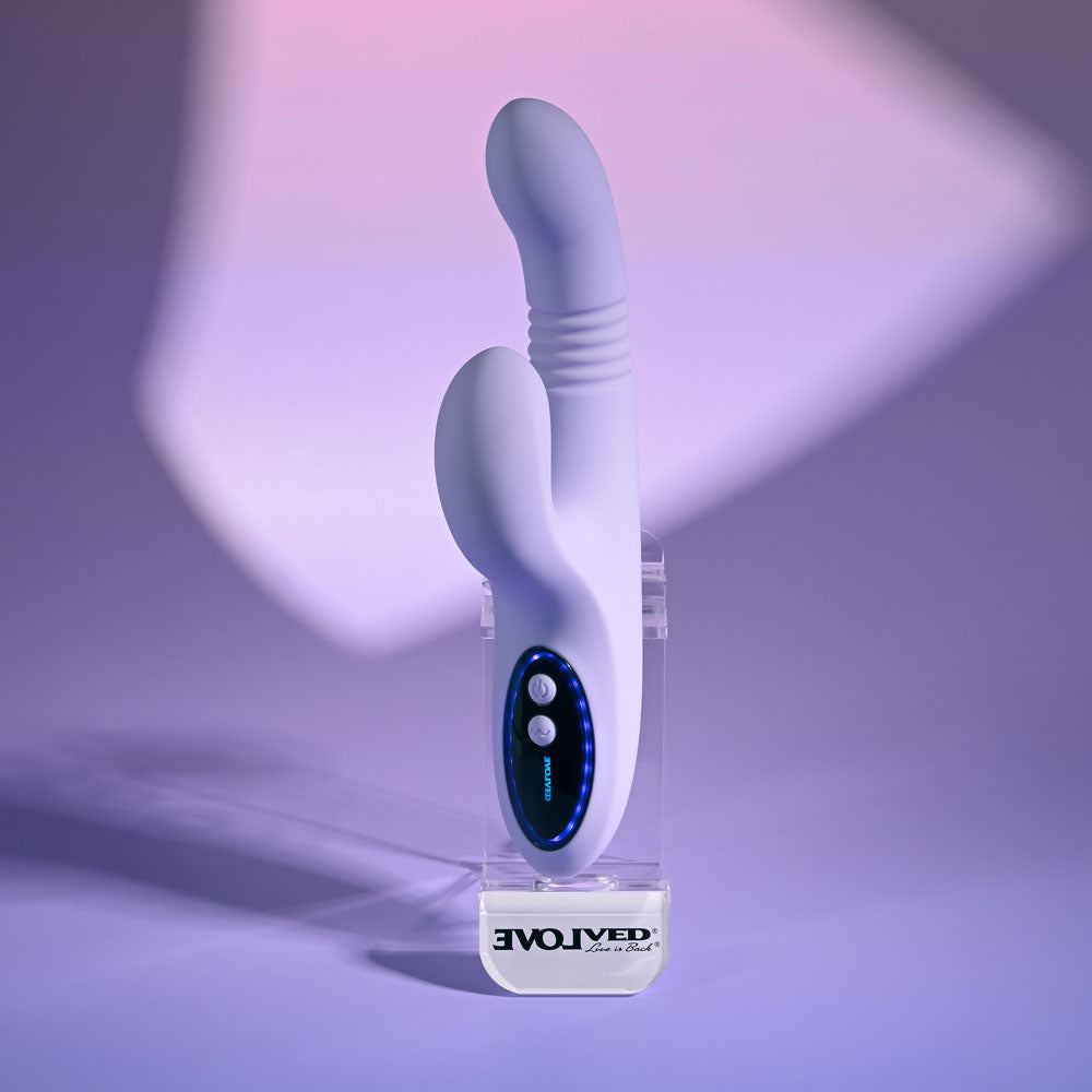 Evolved PEP TALK - Purple 23.3 cm Thrusting Vibrator with Tapping Clitoral Stimulator