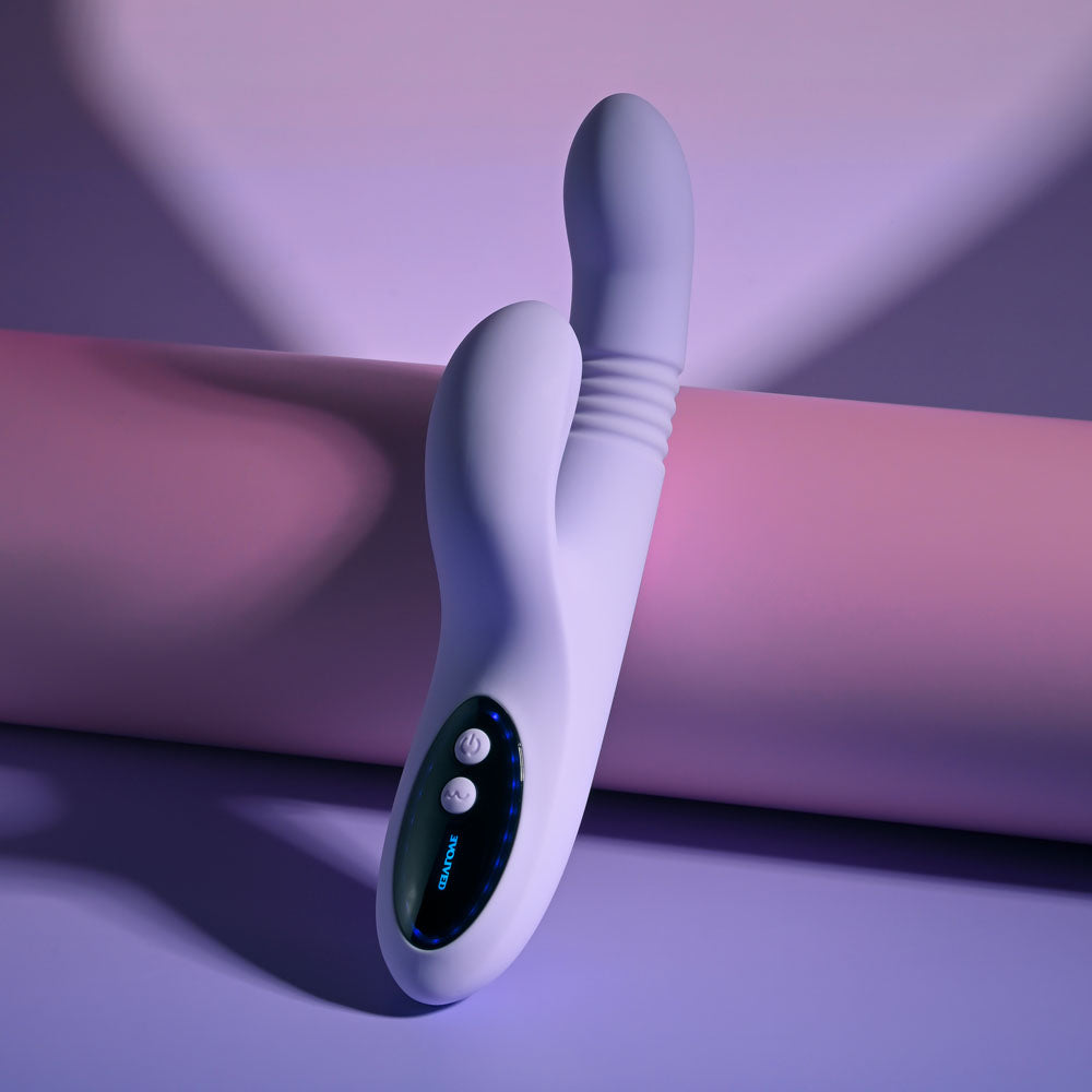 Evolved PEP TALK - Purple 23.3 cm USB Rechargeable Thrusting Vibrator with Tapping Clitoral Stimulator — view 6