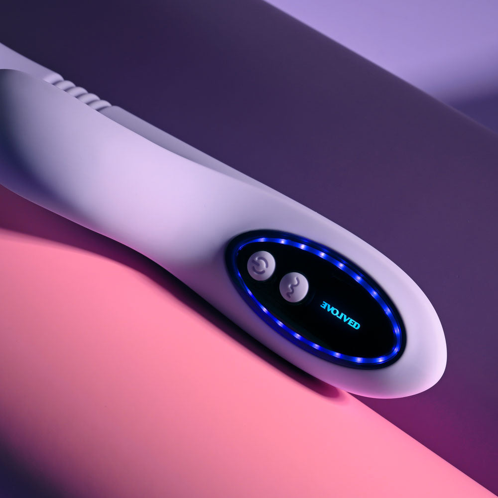 Evolved PEP TALK - Purple 23.3 cm USB Rechargeable Thrusting Vibrator with Tapping Clitoral Stimulator — view 7