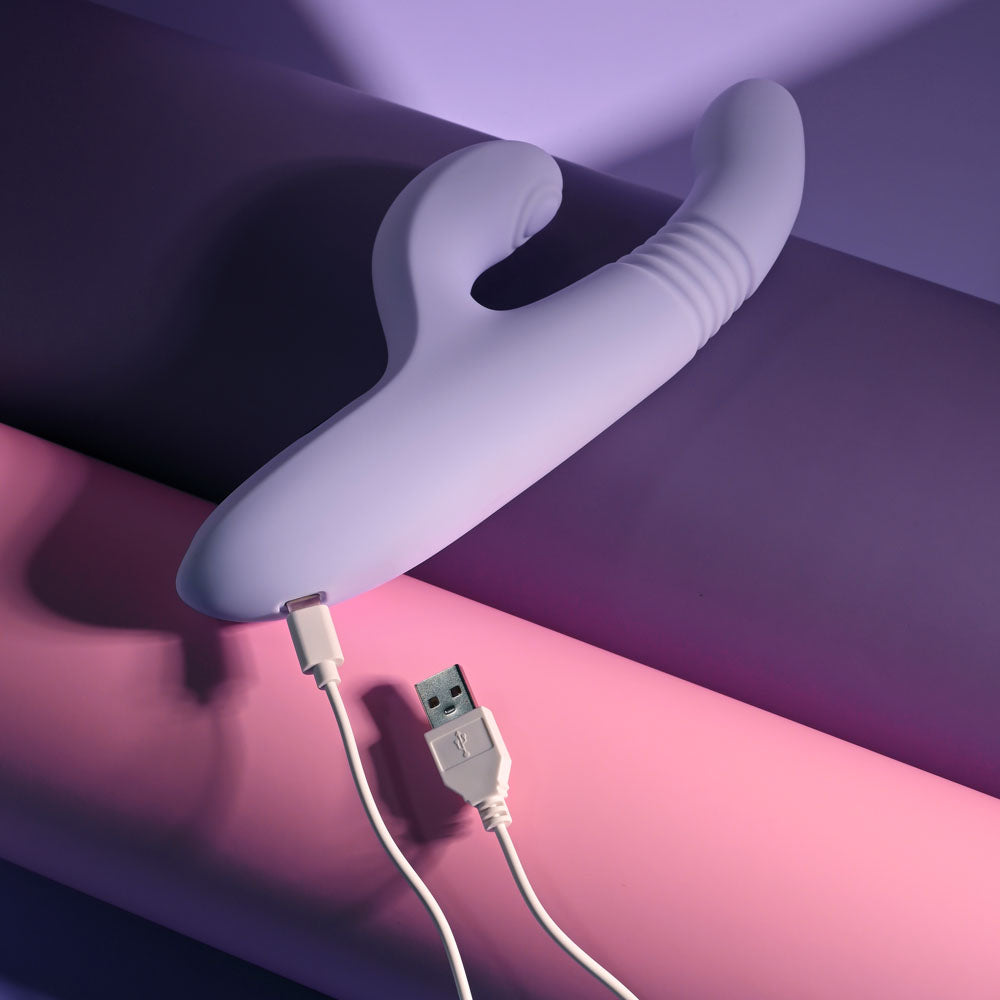 Evolved PEP TALK - Purple 23.3 cm USB Rechargeable Thrusting Vibrator with Tapping Clitoral Stimulator — view 9