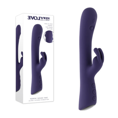 Evolved POPPIN GOOD TIME - Purple 20 cm USB Rechargeable Rabbit Vibrator