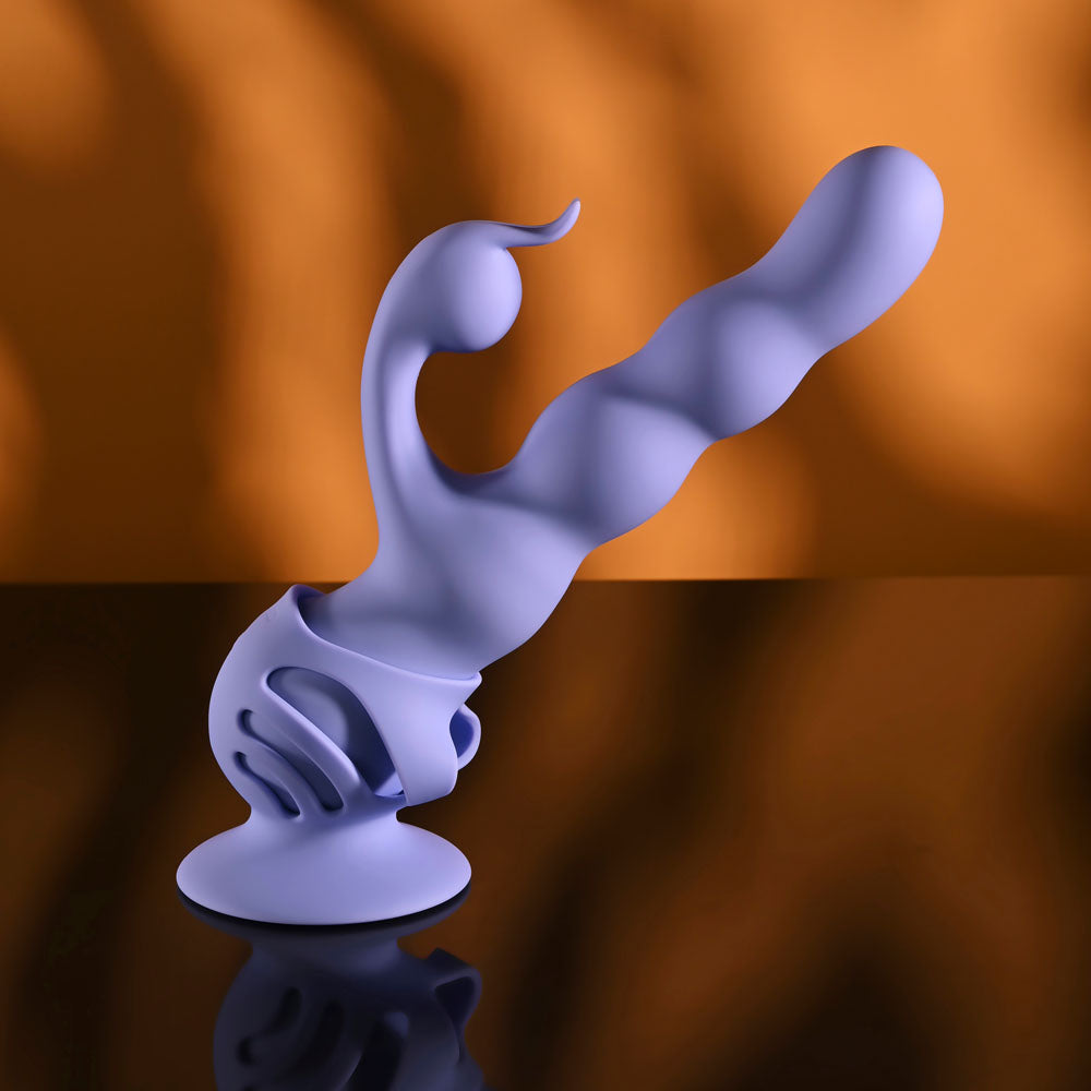 Evolved WIGGLY BUNNY - Purple USB Rechargeable Rabbit Vibrator with Suction Base — image 4
