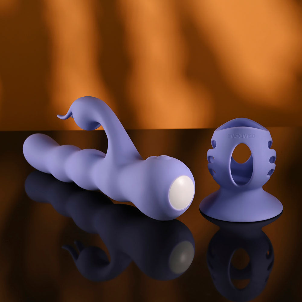 Evolved WIGGLY BUNNY - Purple USB Rechargeable Rabbit Vibrator with Suction Base — image 5