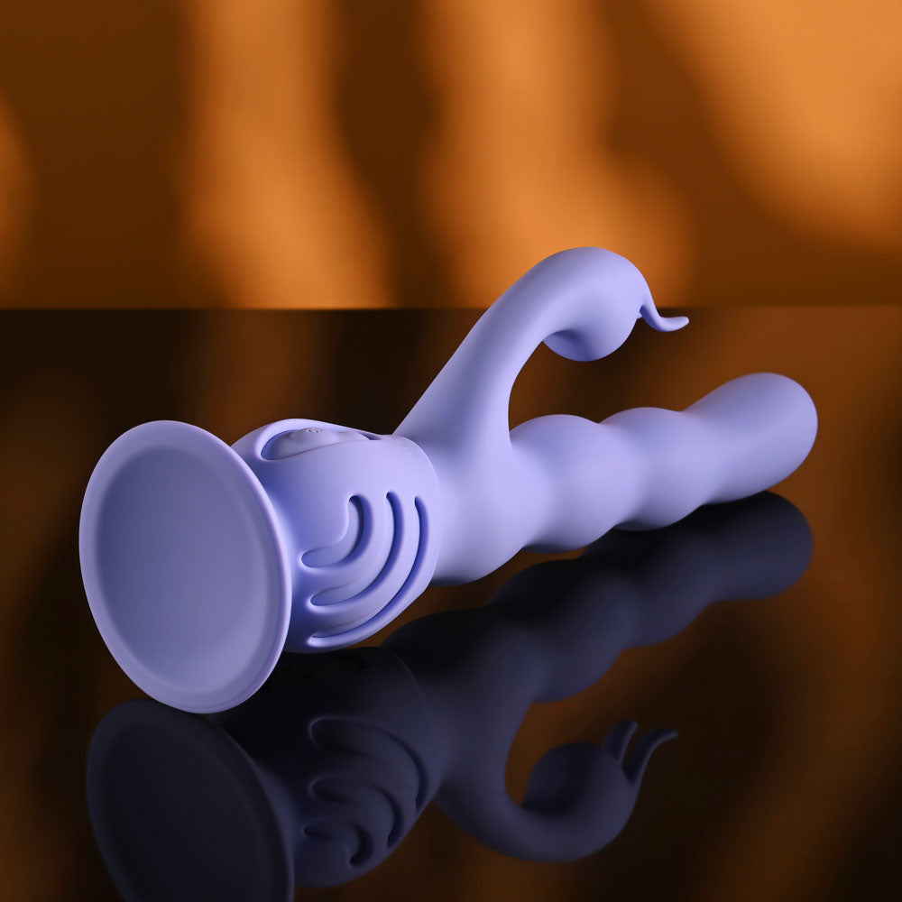 Evolved WIGGLY BUNNY - Purple USB Rechargeable Rabbit Vibrator with Suction Base — image 6