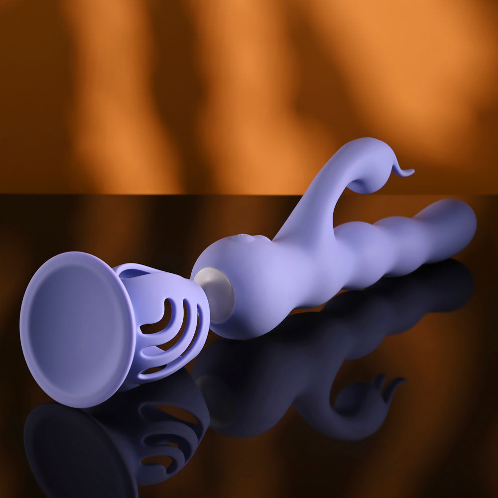 Evolved WIGGLY BUNNY - Purple USB Rechargeable Rabbit Vibrator with Suction Base — image 7