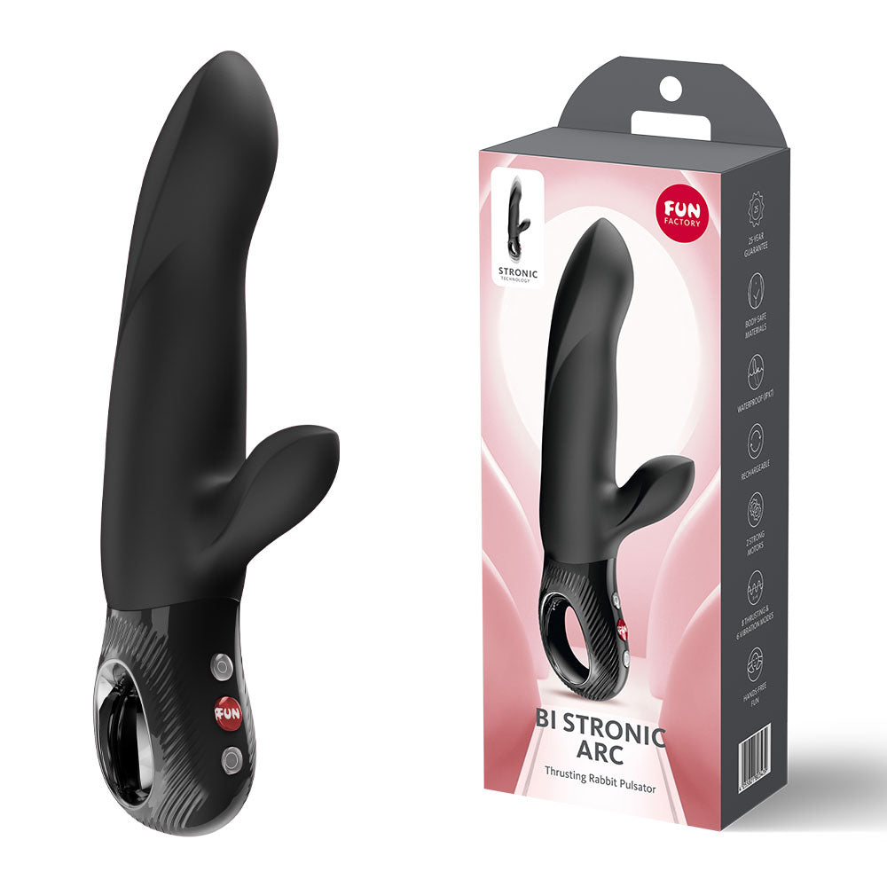 Fun Factory BI STRONIC ARC Black - Black 21.6 cm USB-C Thrusting Vibrator buy online Australia