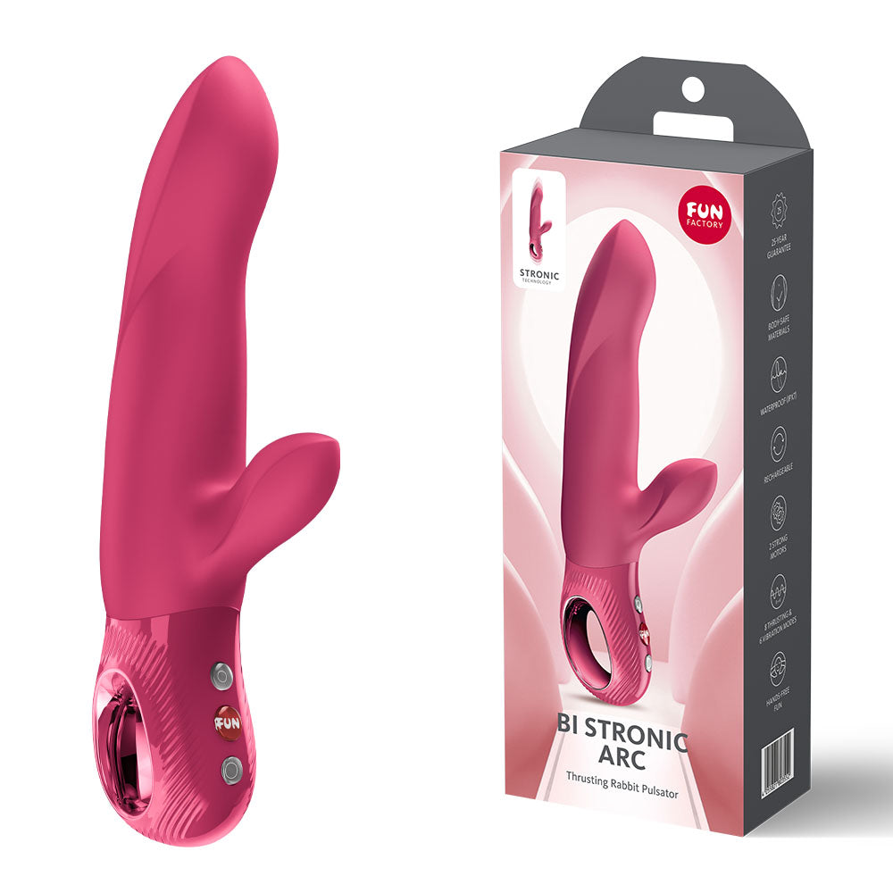 Fun Factory BI STRONIC ARC Raspberry - Raspberry 21.6 cm USB-C Thrusting Vibrator buy online Australia