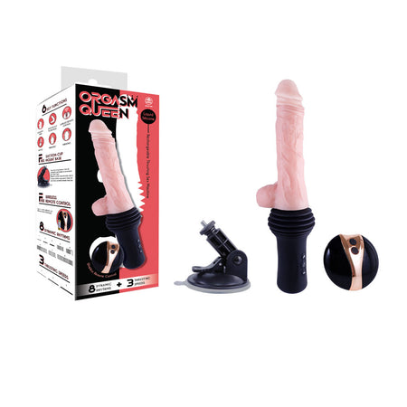 Orgasm Queen Thrusting Dildo - Flesh Vibrating, Heating & Thrusting Dildo Machine with Remote Control buy online Australia