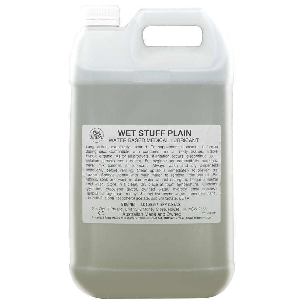 Wet Stuff Plain - 5kg Bottle - Water Based Lubricant with Vitamin E - 5 kg Bottle buy online Australia