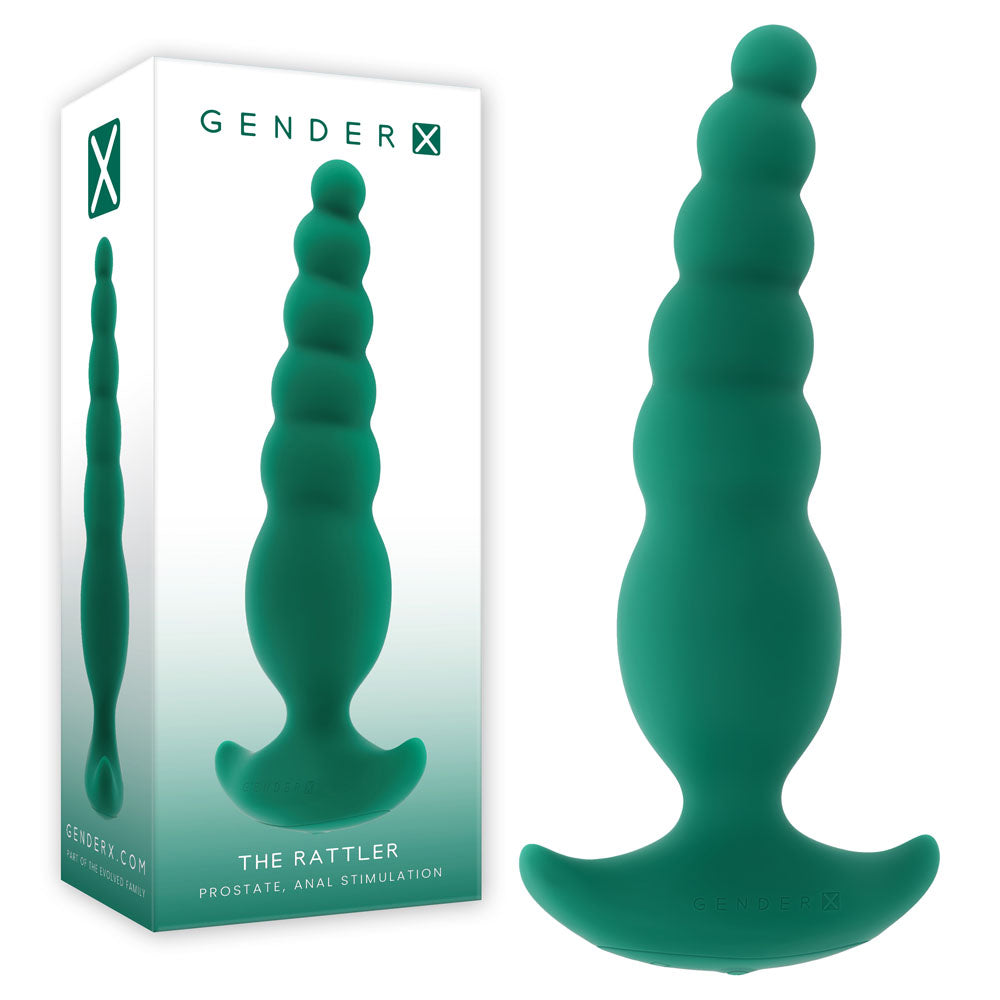 Gender X THE RATTLER - Green 17 cm Vibrating and Twirling Anal Plug buy online Australia