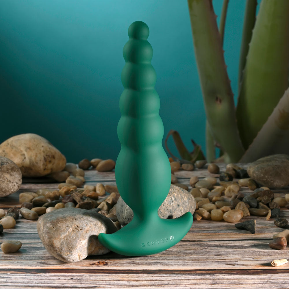 Gender X THE RATTLER - Green 17 cm USB Rechargeable Vibrating and Twirling Anal Plug