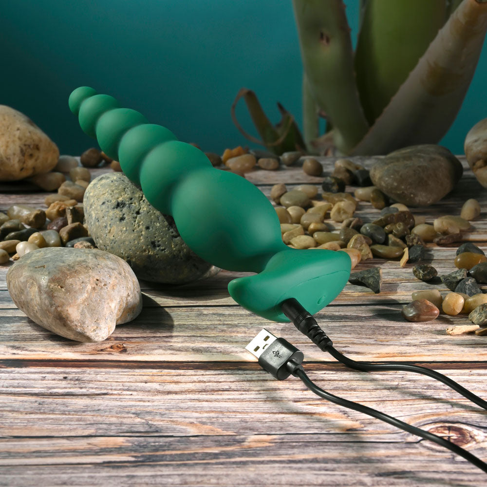 Gender X THE RATTLER - Green 17 cm USB Rechargeable Vibrating and Twirling Anal Plug — view 9