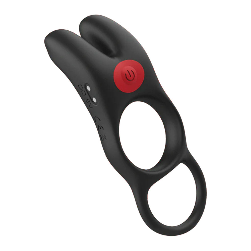 Red Dot Rings - V1 - Black USB Rechargeable Vibrating Cock Ring with Remote — alternate view
