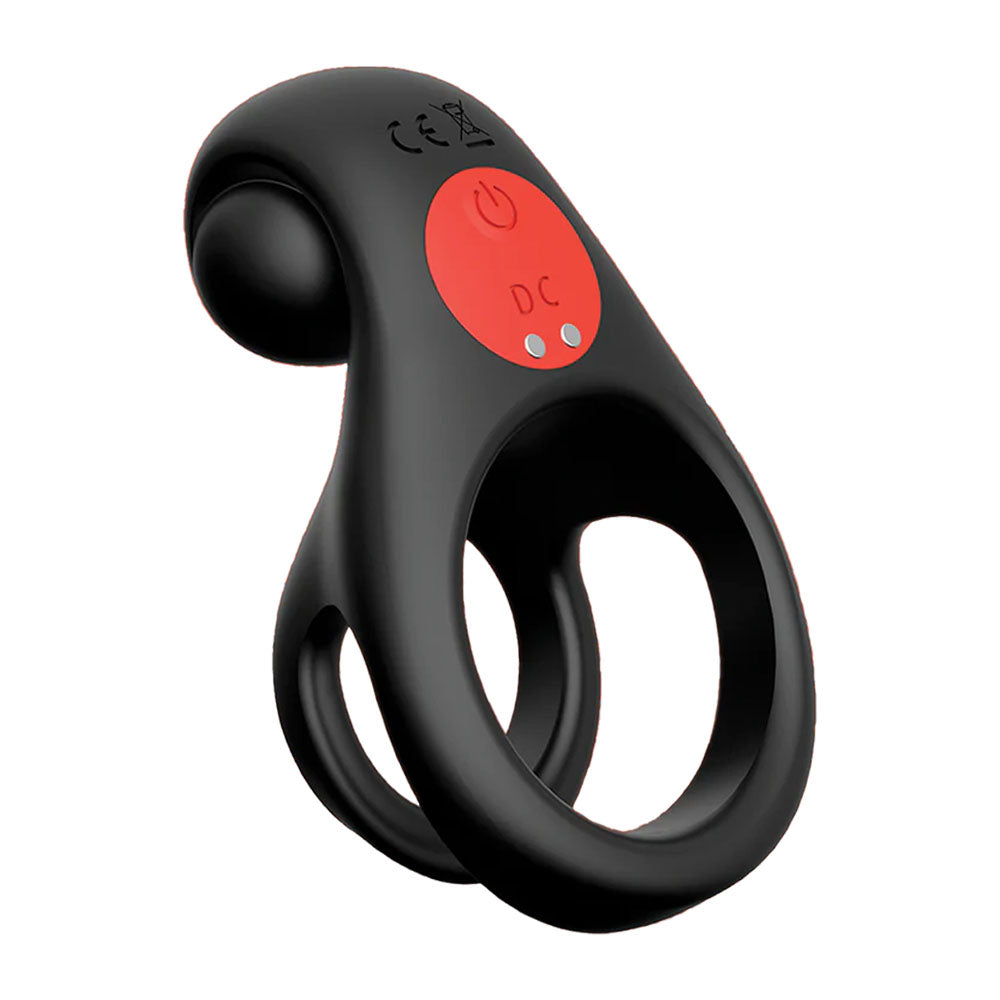Red Dot Rings - V2 - Black USB Rechargeable Vibrating Cock & Ball Ring with Remote — alternate view