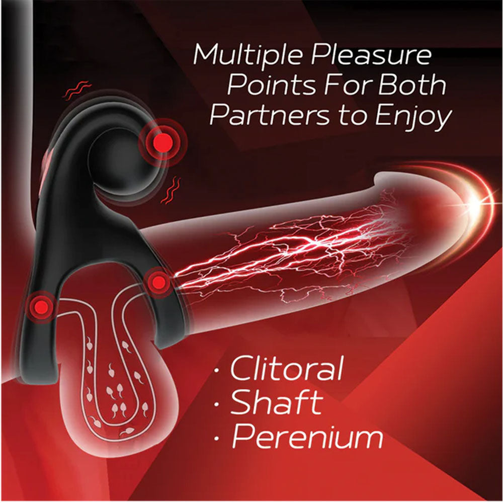 Red Dot Rings - V2 - Black USB Rechargeable Vibrating Cock & Ball Ring with Remote — view 4