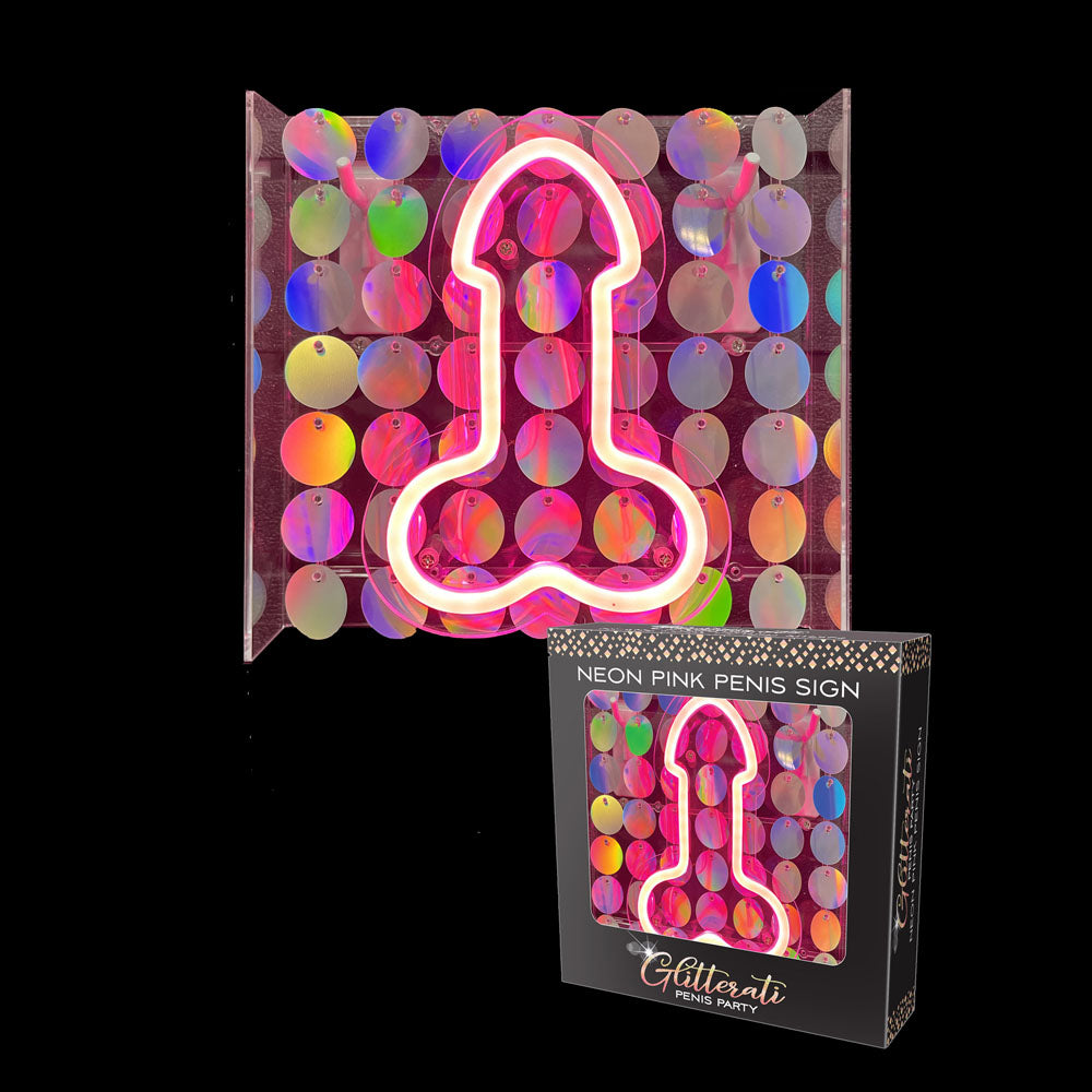 Glitterati Neon Pink Penis Sign - Novelty Neon Light buy online Australia