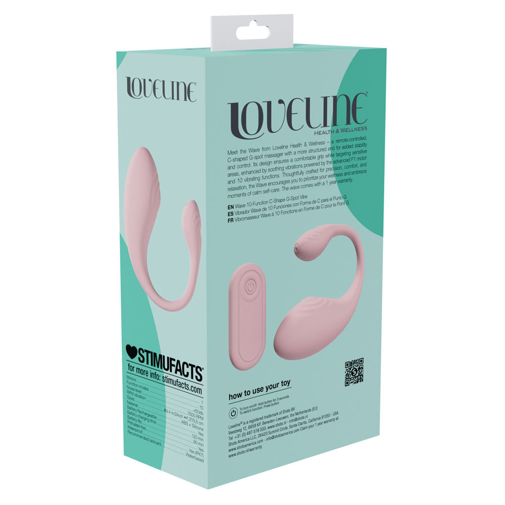 LOVELINE Wave - Pink USB Rechargeable C-Shaped Vibrator with Remote — view 6