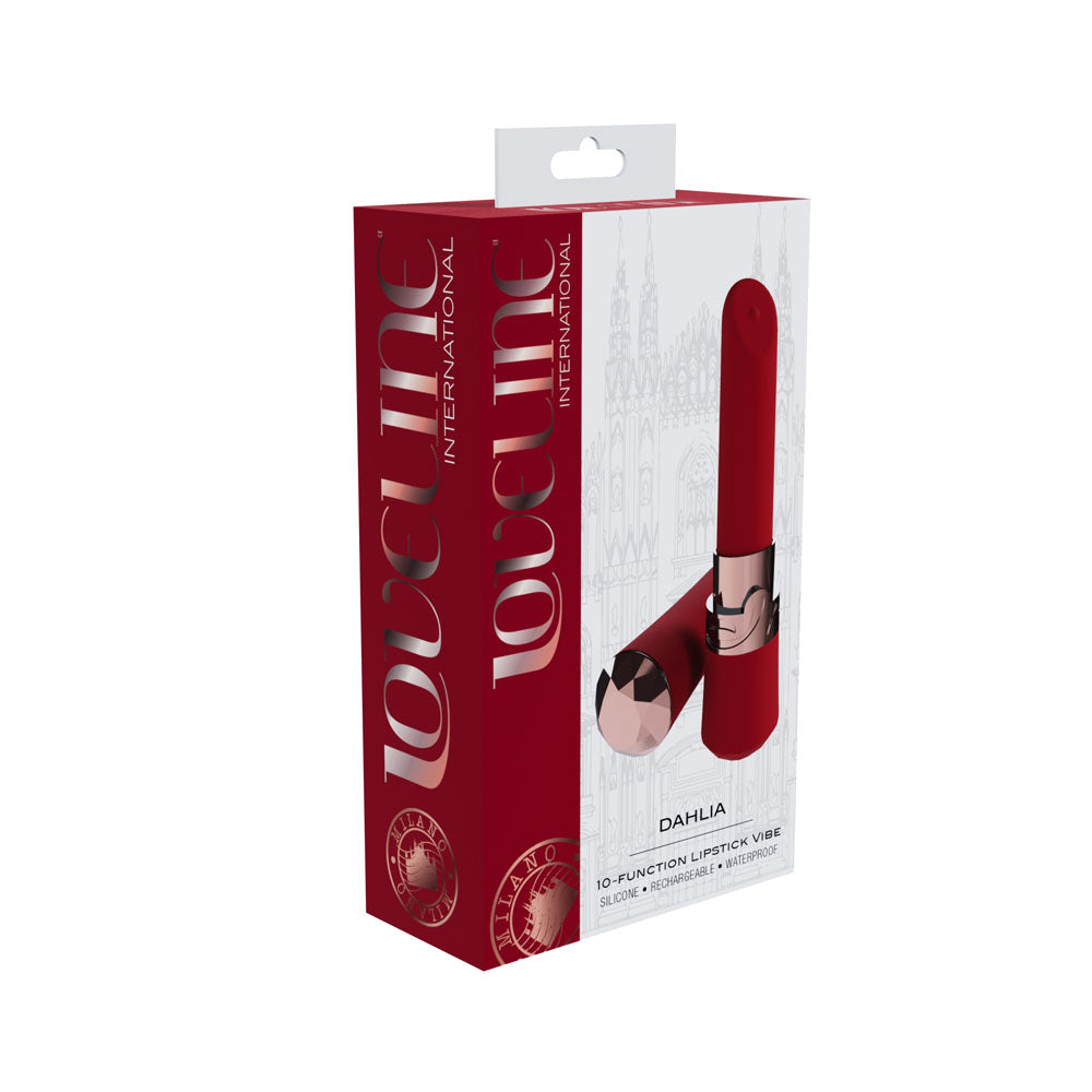 LOVELINE Dahlia - Red - Red 12.5 cm USB Rechargeable Lipstick Vibrator — image 5