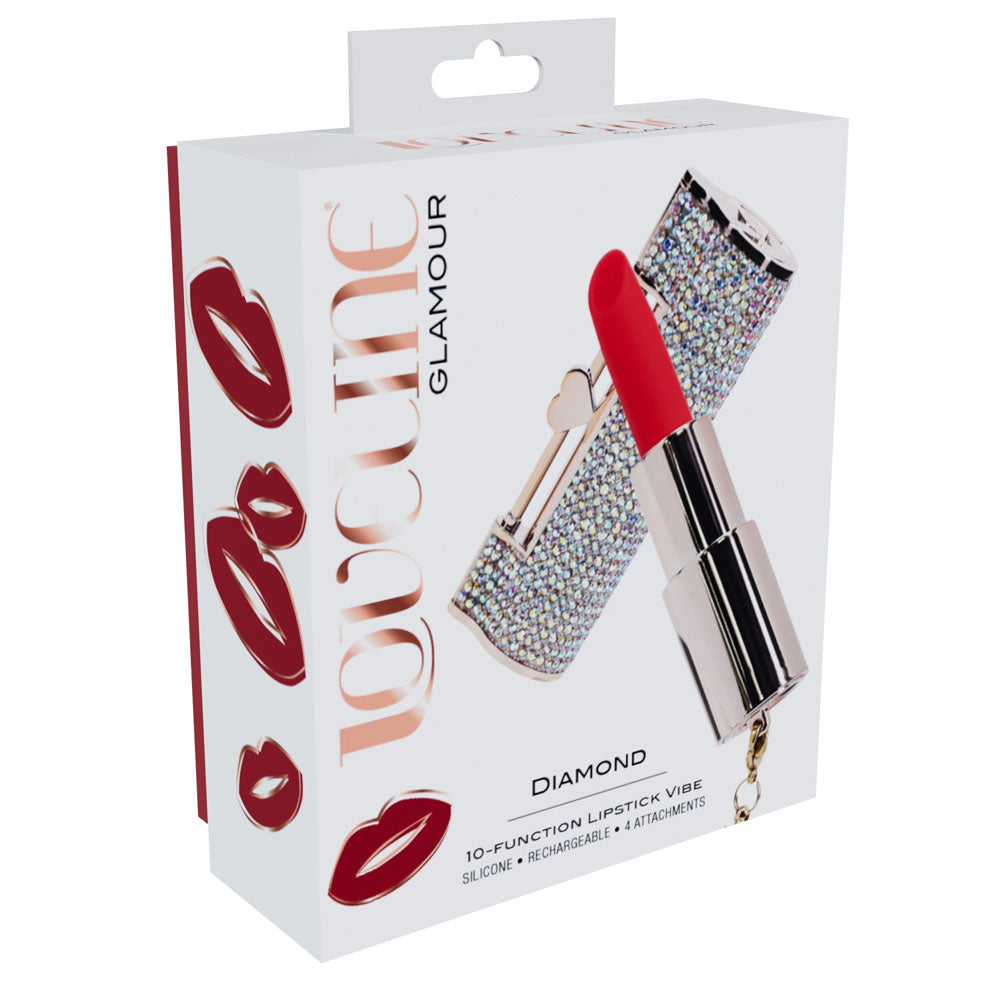 LOVELINE Diamond - Red - Red 8.3 cm USB Rechargeable Lipstick Vibrator — image 8