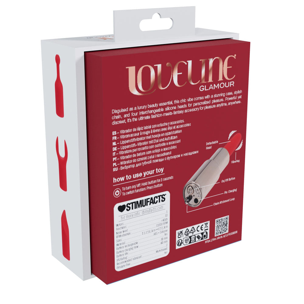 LOVELINE Diamond - Red - Red 8.3 cm USB Rechargeable Lipstick Vibrator — image 9