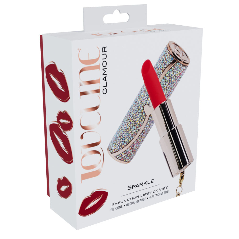 LOVELINE Sparkle - Red 8.3 cm USB Rechargeable Lipstick Vibrator — image 8