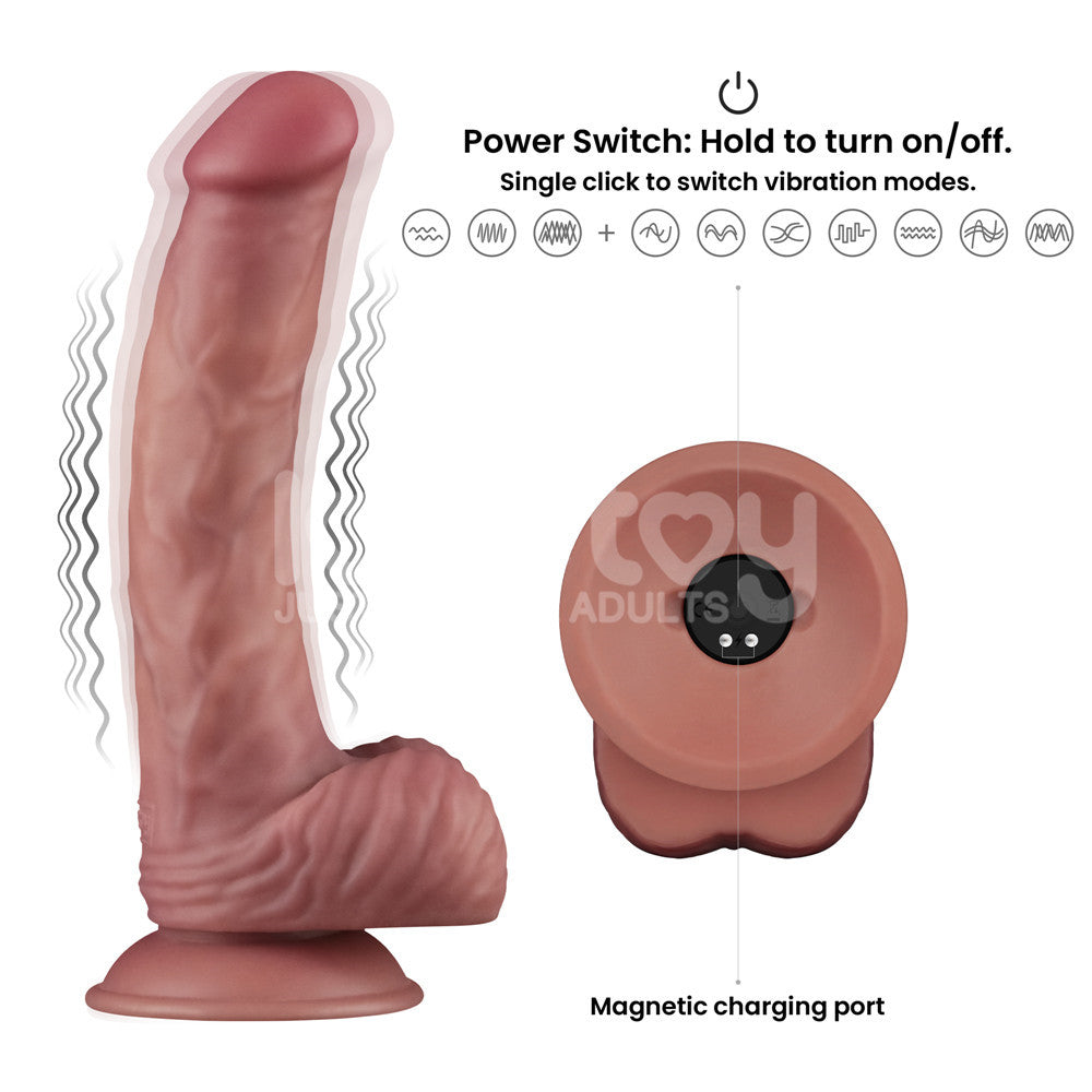Dual Density Power Cock - 9 Inch Flesh - Flesh 23 cm USB Rechargeable Vibrating Dildo — image 3