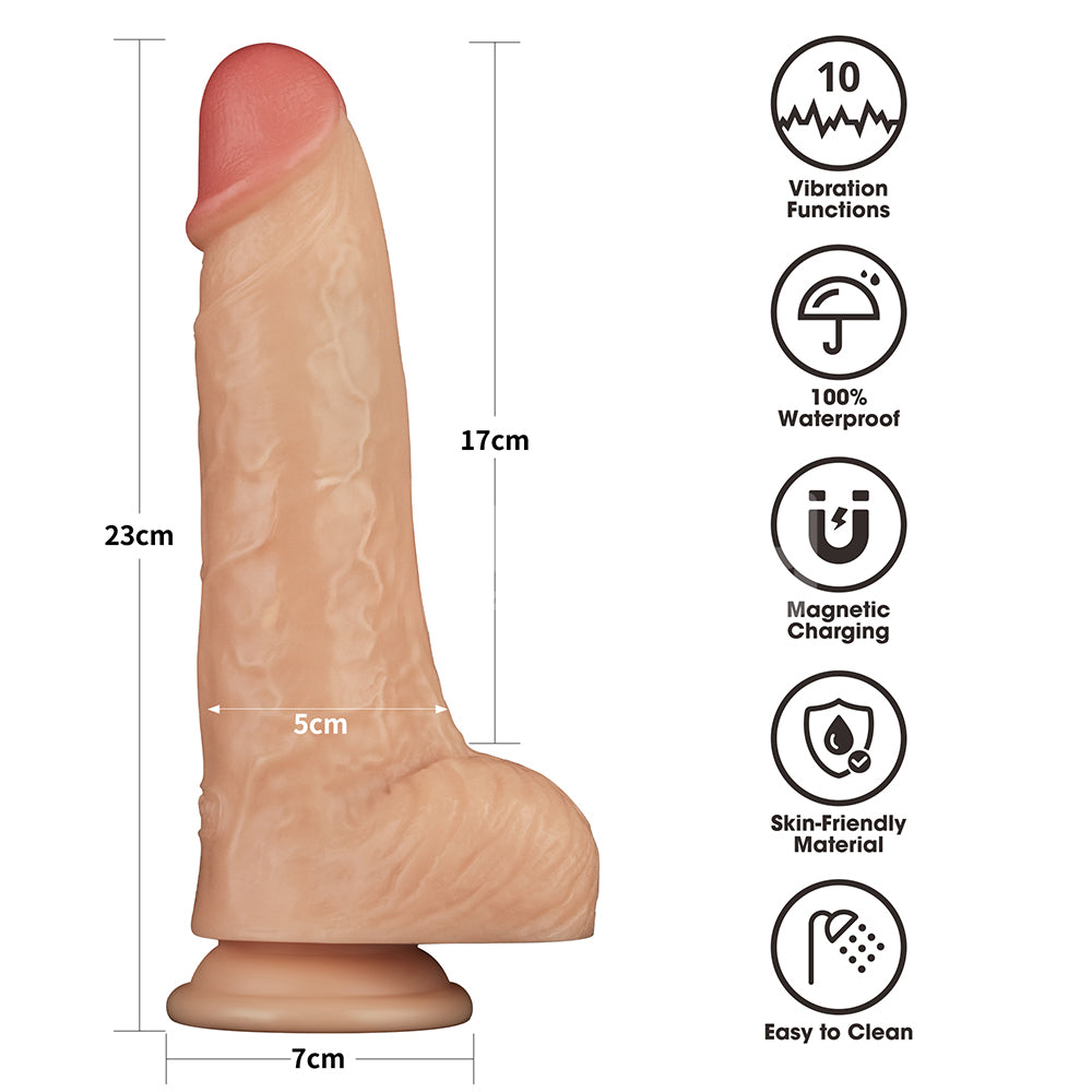 9 Inch Power Basics - Flesh 23 cm USB Rechargeable Vibrating Dong
