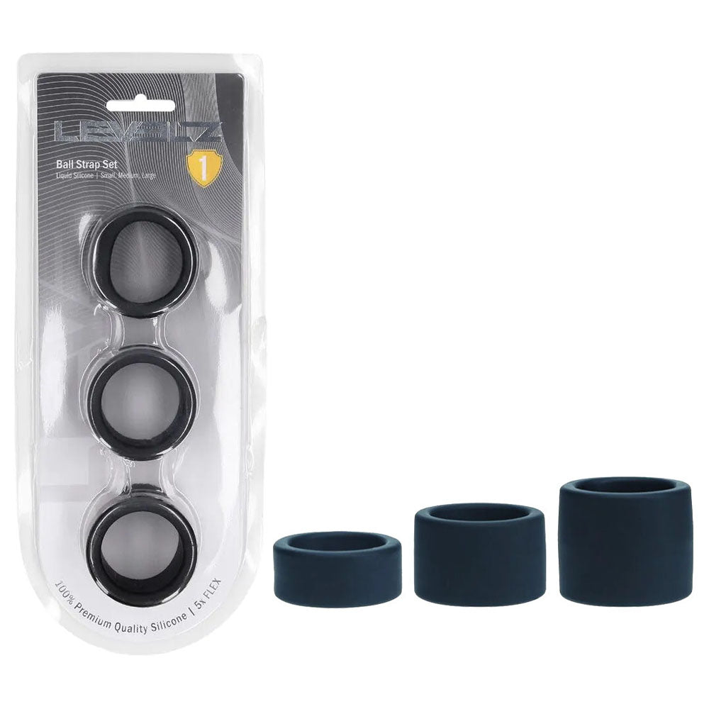 LEVELZ Liquid Silicone Ball Strap Set of 3 - Black - Black Ball Stretchers - Set of 3 Sizes buy online Australia