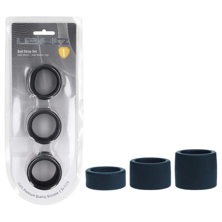 LEVELZ Liquid Silicone Ball Strap Set of 3 - Black - Black Ball Stretchers - Set of 3 Sizes buy online Australia