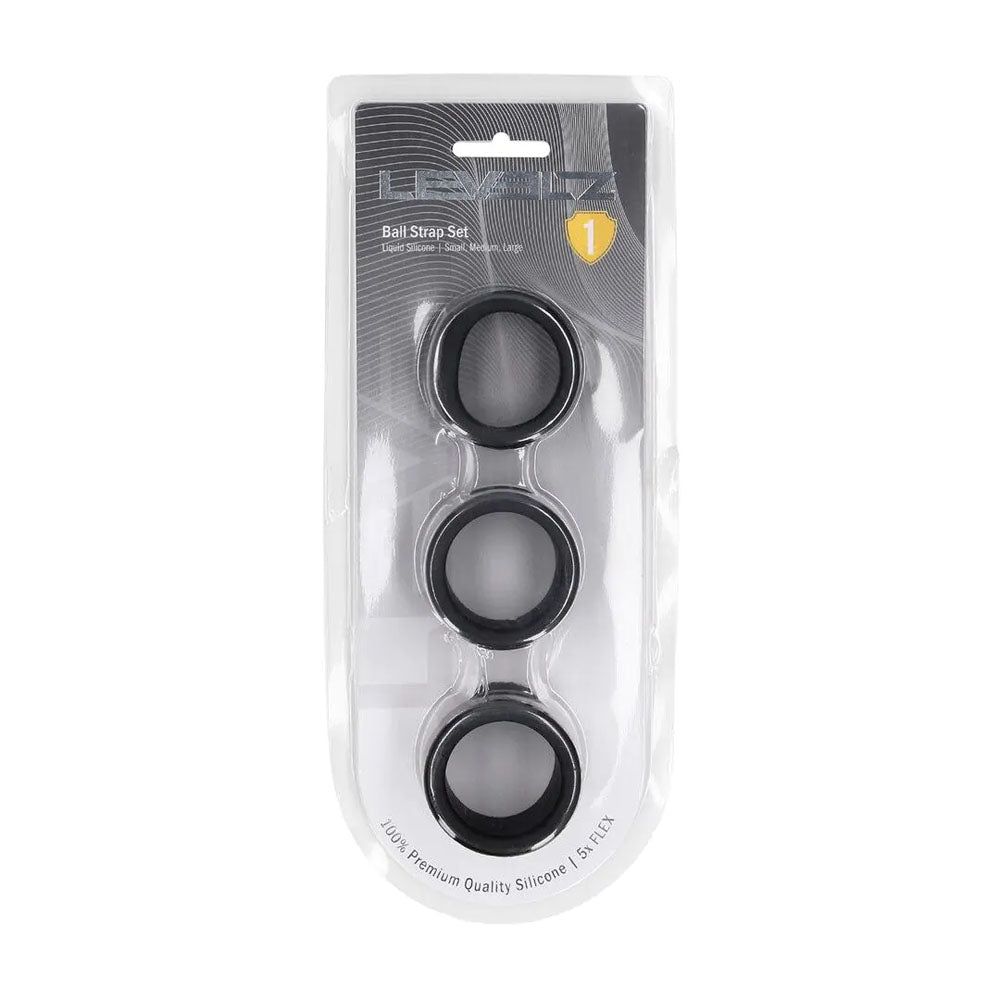 LEVELZ Liquid Silicone Ball Strap Set of 3 - Black - Black Ball Stretchers - Set of 3 Sizes — view 6
