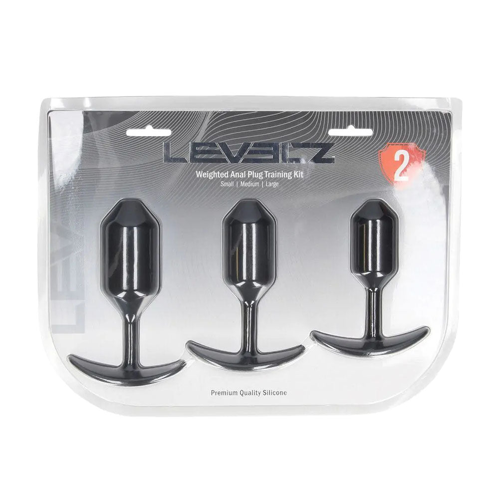 LEVELZ Silicone Weighted Anal Plug Training Set - Black Weighted Butt Plugs - Set of 3 Sizes — view 6