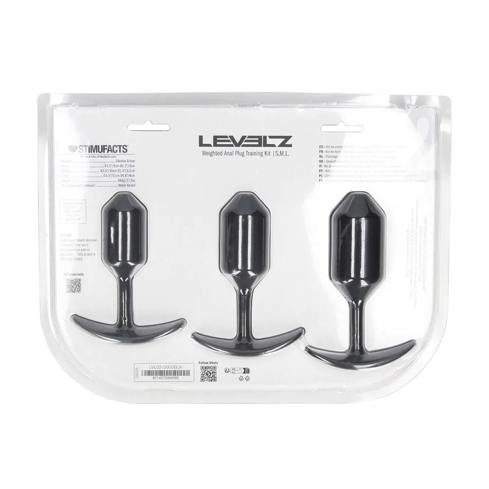 LEVELZ Silicone Weighted Anal Plug Training Set - Black Weighted Butt Plugs - Set of 3 Sizes — view 7