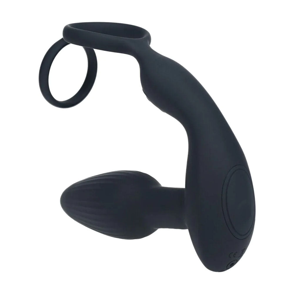 LEVELZ Dual Vibrating Prostate Stimulator with Cock Ring - Black USB Rechargeable Vibrating Butt Plug with Cock Ring