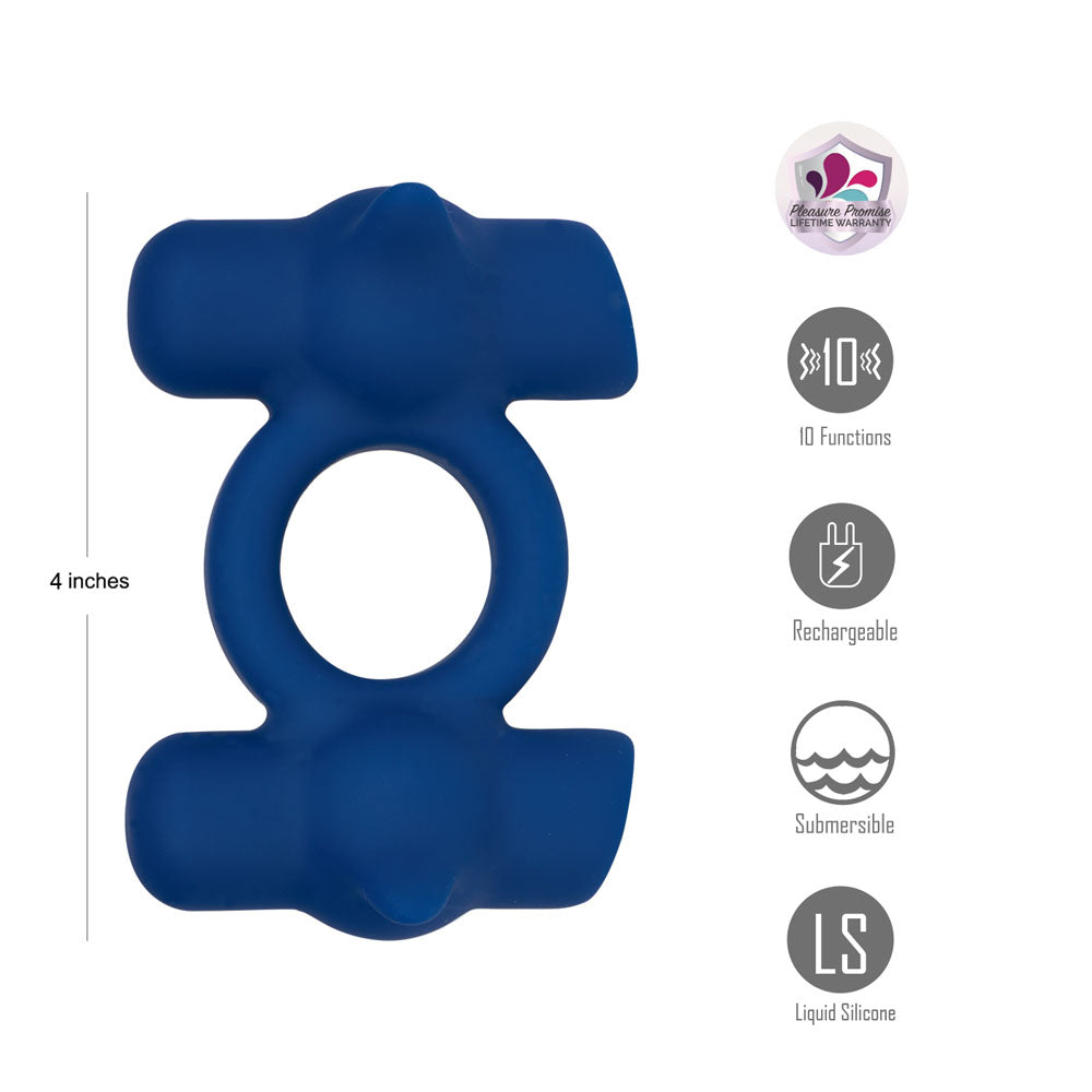 Maia RONAN - Blue - Blue Dual Vibrating Cock Ring
