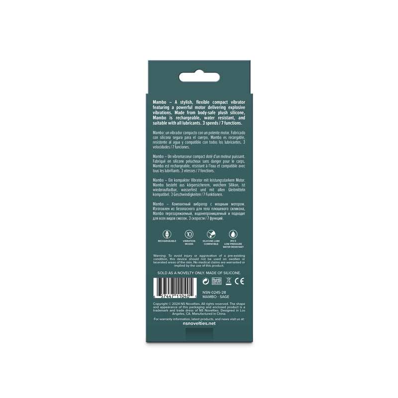 Lust-n-Dreams - Mambo - Sage - Green 12.2 cm USB Rechargeable Bullet — image 5