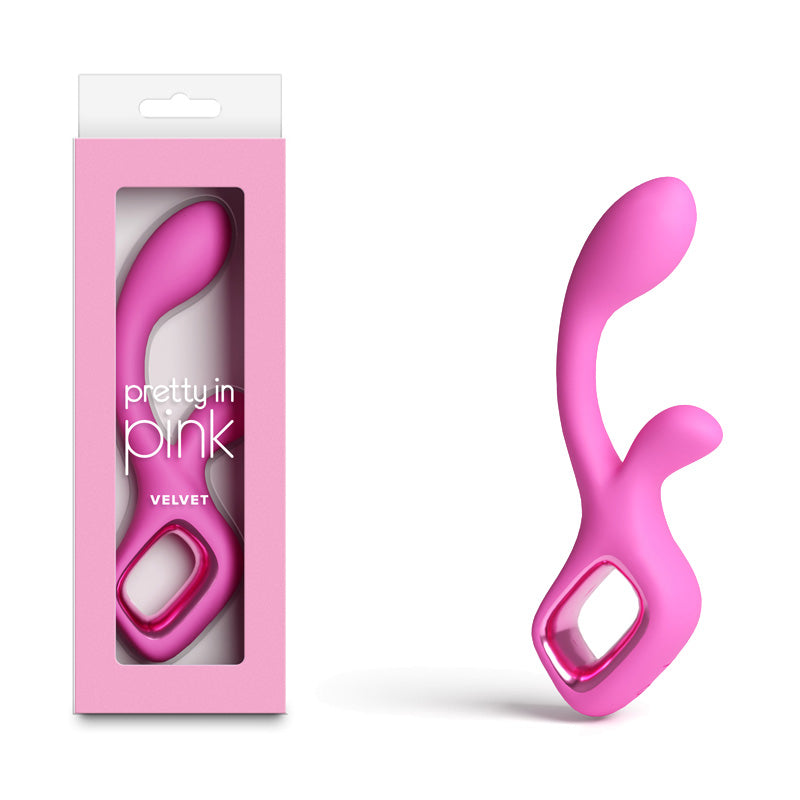 Pretty in Pink Velvet - Pink - Pink 18.7 cm Rabbit Vibrator buy online Australia