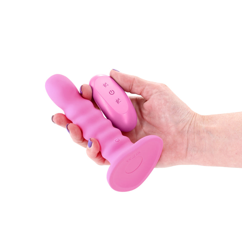 Colours Ribbed - 5'' Vibrating Dildo - Pink - Pink 14.5 cm Vibrating Dildo with Wireless Remote