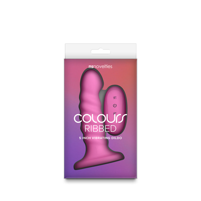 Colours Ribbed - 5'' Vibrating Dildo - Pink - Pink 14.5 cm Vibrating Dildo with Wireless Remote